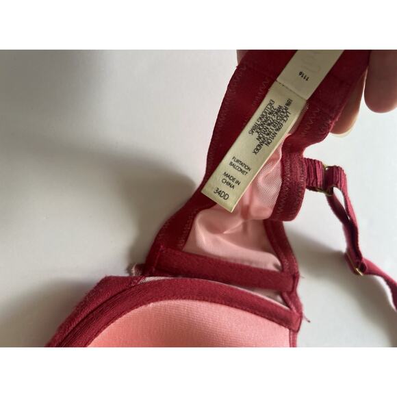 Soma Red And Pink Lace Underwire Flirtation Balconet Bra 34DD - Picture 7 of 8